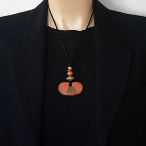 Vintage Geometric Minimalist Wood Necklace, Vintage Accessories, Retro Fashion